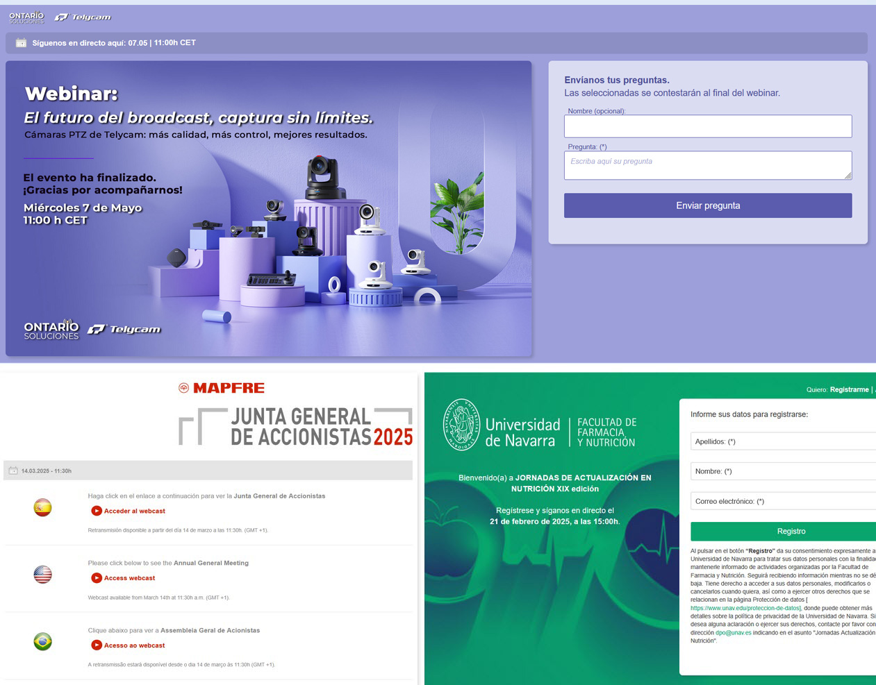 Ejemplos de Landing Pages creadas con Microsite Generator WowCast